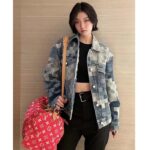 Louis Vuitton Women LV Runaway Damier Classic Denim Jacket Regular Fit Allover Damoflage Jacquard - Image 11