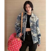 Louis Vuitton Women LV Runaway Damier Classic Denim Jacket Regular Fit Allover Damoflage Jacquard (2)