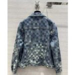 Louis Vuitton Men LV Runaway Damier Classic Denim Jacket Regular Fit Allover Damoflage Jacquard - Image 3
