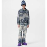 Louis Vuitton Men LV Runaway Damier Classic Denim Jacket Regular Fit Allover Damoflage Jacquard - Image 11