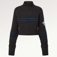 Louis Vuitton Women LV SKI Contrast Accent Cropped Pullover Wool Yack Coal (1)