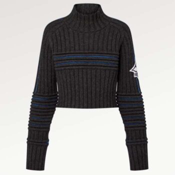 Louis Vuitton Women LV SKI Contrast Accent Cropped Pullover Wool Yack Coal