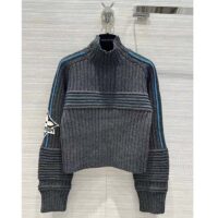 Louis Vuitton Women LV SKI Contrast Accent Cropped Pullover Wool Yack Coal (1)