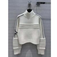 Louis Vuitton Women LV SKI Contrast Accent Pullover Wool Yack Milky White (2)