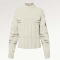 Louis Vuitton Women LV SKI Contrast Accent Pullover Wool Yack Milky White (2)