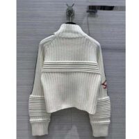 Louis Vuitton Women LV SKI Contrast Accent Pullover Wool Yack Milky White (2)