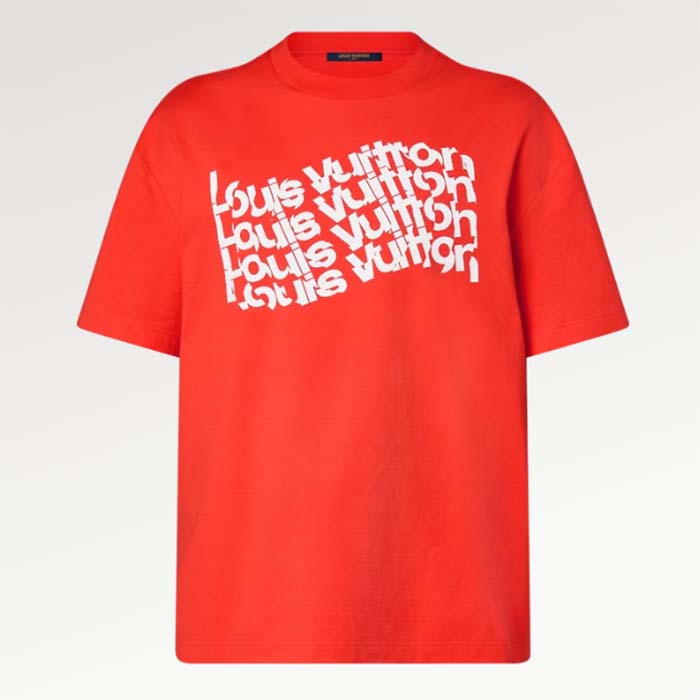 Louis Vuitton Women LV SKI Short-Sleeved Cotton T-Shirt Regular Fit Cherry Red Cotton