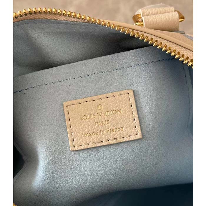 Louis Vuitton Women LV Speedy Bandoulière 20 Latte Candy Blue Embossed Grained Cowhide Leather (4)