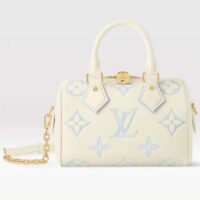 Louis Vuitton Women LV Speedy Bandoulière 20 Latte Candy Blue Embossed Grained Cowhide Leather