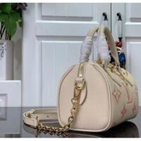 Louis Vuitton Women LV Speedy Bandoulière 20 Latte Chamallow Embossed Grained Cowhide Leather (7)