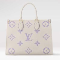 Louis Vuitton Women OnTheGo MM Tote Latte Bubble Tea Purple Embossed Grained Cowhide Leather (13)