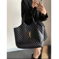 Saint Laurent YSL Women Icare Maxi Shopping Bag Quilted Lambskin Black STYLE ID 698651AAANG1000 (4)