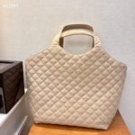 Saint Laurent YSL Women Icare Maxi Shopping Bag Quilted Nubuck Suede Beige STYLE ID 698651AABR89748 - immagine 3