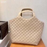 Saint Laurent YSL Women Icare Maxi Shopping Bag Quilted Nubuck Suede Beige STYLE ID 698651AABR89748 (11)