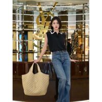 Saint Laurent YSL Women Icare Maxi Shopping Bag Quilted Nubuck Suede Beige STYLE ID 698651AABR89748 (11)