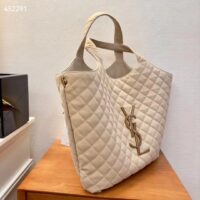 Saint Laurent YSL Women Icare Maxi Shopping Bag Quilted Nubuck Suede Beige STYLE ID 698651AABR89748 (11)