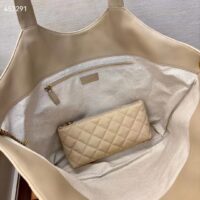 Saint Laurent YSL Women Icare Maxi Shopping Bag Quilted Nubuck Suede Beige STYLE ID 698651AABR89748 (11)