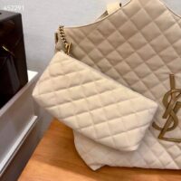 Saint Laurent YSL Women Icare Maxi Shopping Bag Quilted Nubuck Suede Beige STYLE ID 698651AABR89748 (11)