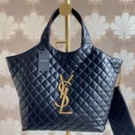 aint Laurent YSL Women Icare Maxi Shopping Bag in Quilted Lambskin-Black