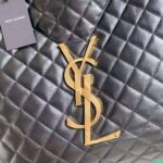aint Laurent YSL Women Icare Maxi Shopping Bag in Quilted Lambskin-Black