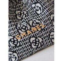 Chanel Women CC 22 Handbag Cashmere Jacquard Gold Metal Black White (4)