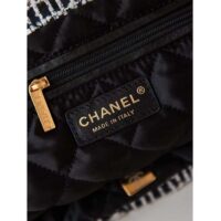 Chanel Women CC 22 Handbag Cashmere Jacquard Gold Metal Black White (4)