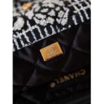 Chanel Women CC 22 Handbag Cashmere Jacquard Gold Metal Black White - Bild 10