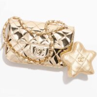 Chanel Women CC 22 Mini Flap Bag Star Coin Purse Mirror Metallic Calfskin Gold (3)