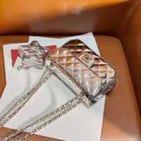 Chanel Women CC 22 Mini Flap Bag Star Coin Purse Mirror Metallic Calfskin Gold (3)