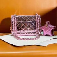 Chanel Women CC 22 Mini Flap Bag Star Coin Purse Mirror Metallic Calfskin Pink (6)