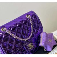 Chanel Women CC 22 Mini Flap Bag Star Coin Purse Mirror Metallic Calfskin Purple