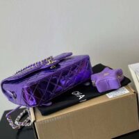 Chanel Women CC 22 Mini Flap Bag Star Coin Purse Mirror Metallic Calfskin Purple