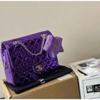 Chanel Women CC 22 Mini Flap Bag Star Coin Purse Mirror Metallic Calfskin Purple