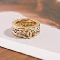 Chanel Women CC Ring Metal Strass Gold Crystal (4)