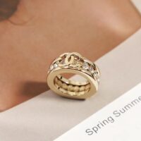 Chanel Women CC Ring Metal Strass Gold Crystal (4)