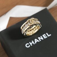 Chanel Women CC Ring Metal Strass Gold Crystal (4)