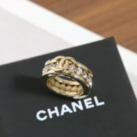 Chanel Women CC Ring Metal Strass Gold Crystal (4)