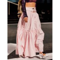 Chanel Women CC Skirt Cotton Poplin Pink White Ref. P76271 V68254 MH877 (8)