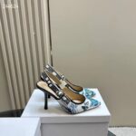 Dior CD Women J'Adior Slingback Pump Pastel Midnight Blue Multicolor Embroidered Cotton - Image 5