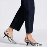 Dior CD Women J'Adior Slingback Pump Pastel Midnight Blue Multicolor Embroidered Cotton - Image 12
