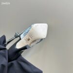 Dior CD Women J'Adior Slingback Pump Pastel Midnight Blue Multicolor Embroidered Cotton - Image 10