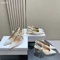 Dior CD Women J’Adior Slingback Pump White Gold-Tone Toile De Jouy Mexico Embroidered Cotton (3)