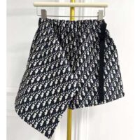 Dior CD Women Skort Blue Ecru Technical Taffeta Jacquard Dior Oblique Motif (5)