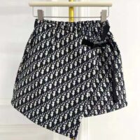 Dior CD Women Skort Blue Ecru Technical Taffeta Jacquard Dior Oblique Motif (5)