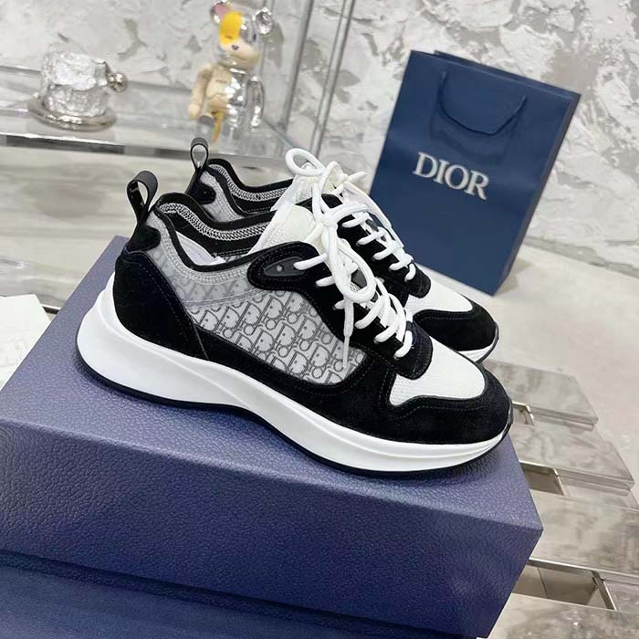 Dior Unisex B25 Runner Sneaker Black Suede White Technical Mesh Black Oblique Canvas Reference 3SN259YUH_H960 (2)