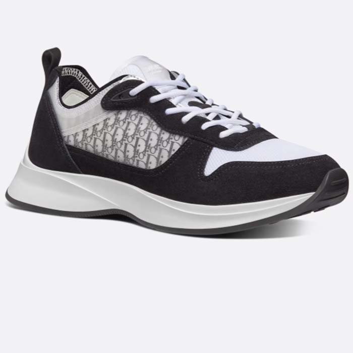 Dior Unisex B25 Runner Sneaker Black Suede White Technical Mesh Black Oblique Canvas Reference 3SN259YUH_H960