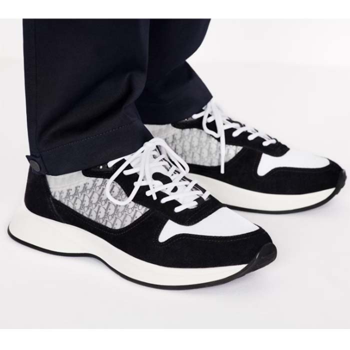 Dior Unisex B25 Runner Sneaker Black Suede White Technical Mesh Black Oblique Canvas Reference 3SN259YUH_H960 (9)