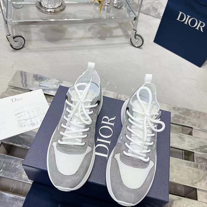 Dior Unisex B25 Runner Sneaker Gray Blue Dior Oblique Canvas Suede Reference: 3SN283ZMI_H865