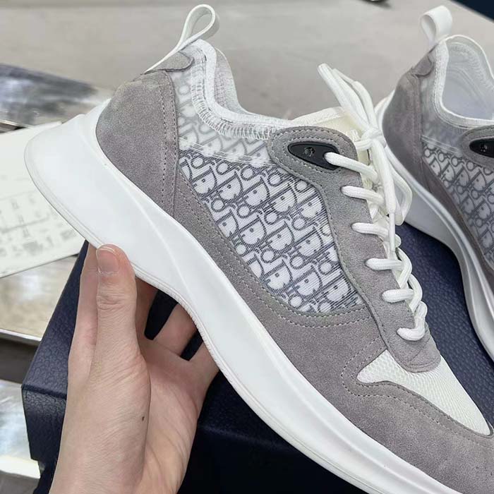 Dior Unisex B25 Runner Sneaker Gray Blue Dior Oblique Canvas Suede Reference: 3SN283ZMI_H865