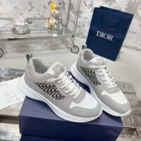 Dior Unisex B25 Runner Sneaker Grey White Smooth Calfskin Beige Black Oblique Jacquard Reference 3SN299ZIR_H165 (3)